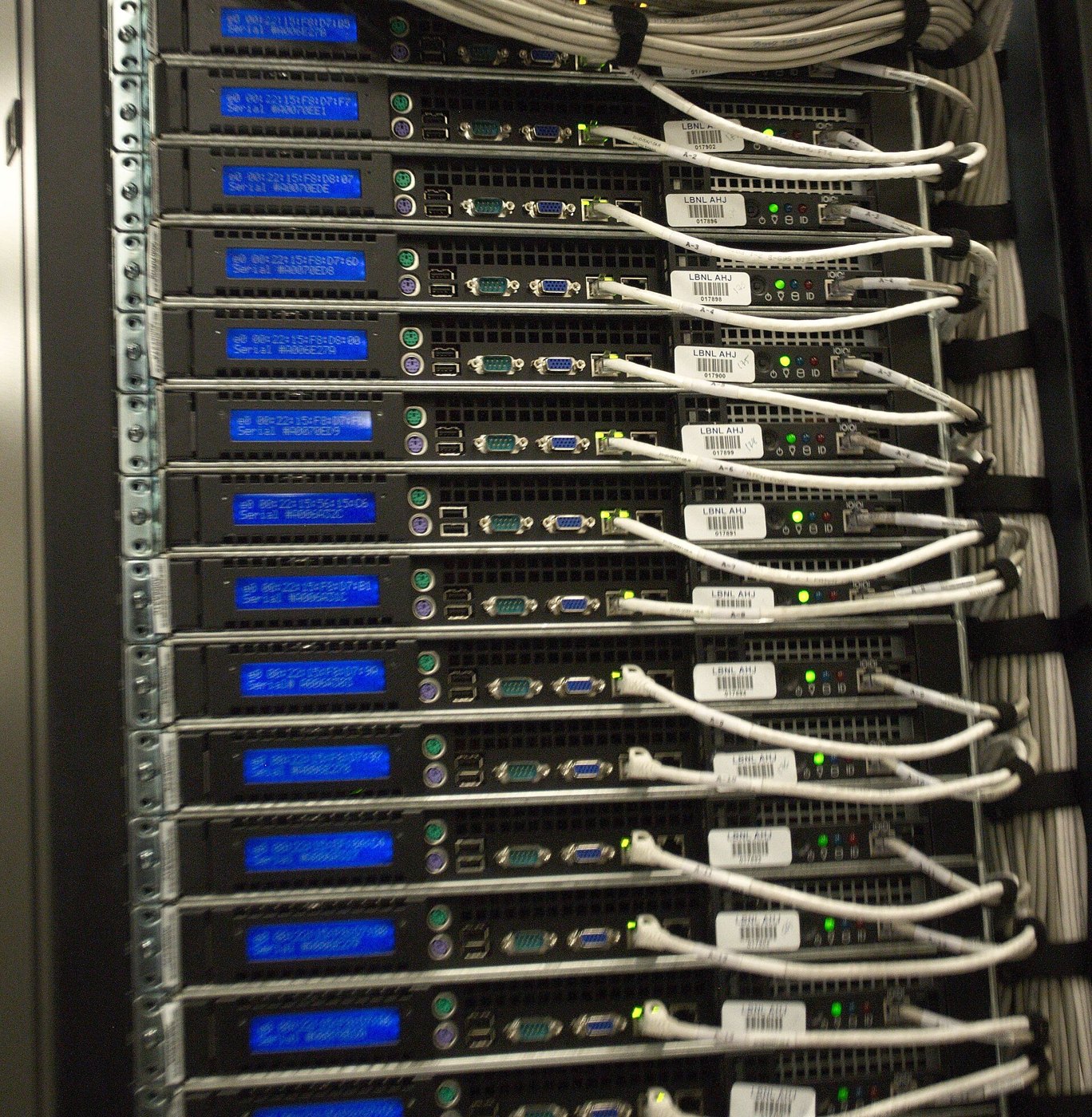 Server rack, rear view